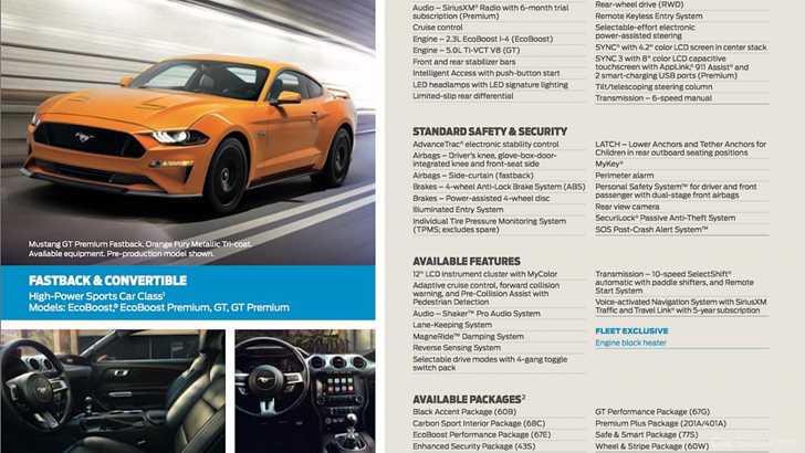 2018 Ford Mustang - Leaked Brochure