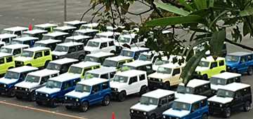 2019 Suzuki Jimnys All Lined Up Neatly Outside Factory – Gallery