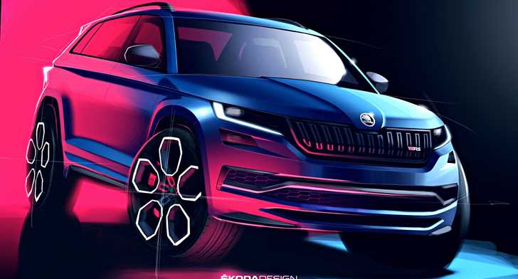 Skoda Sketches Kodiaq RS, Leaves Little To Imagination – Gallery